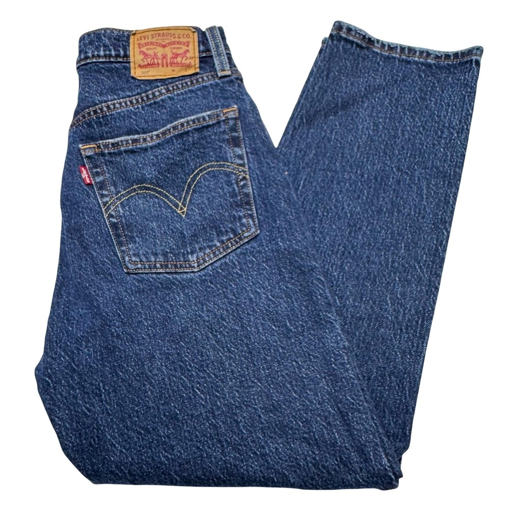 Levis‎ 501 Jeans Womens 26 Blue Medium Wash High Rise Tapered Distressed 26x26